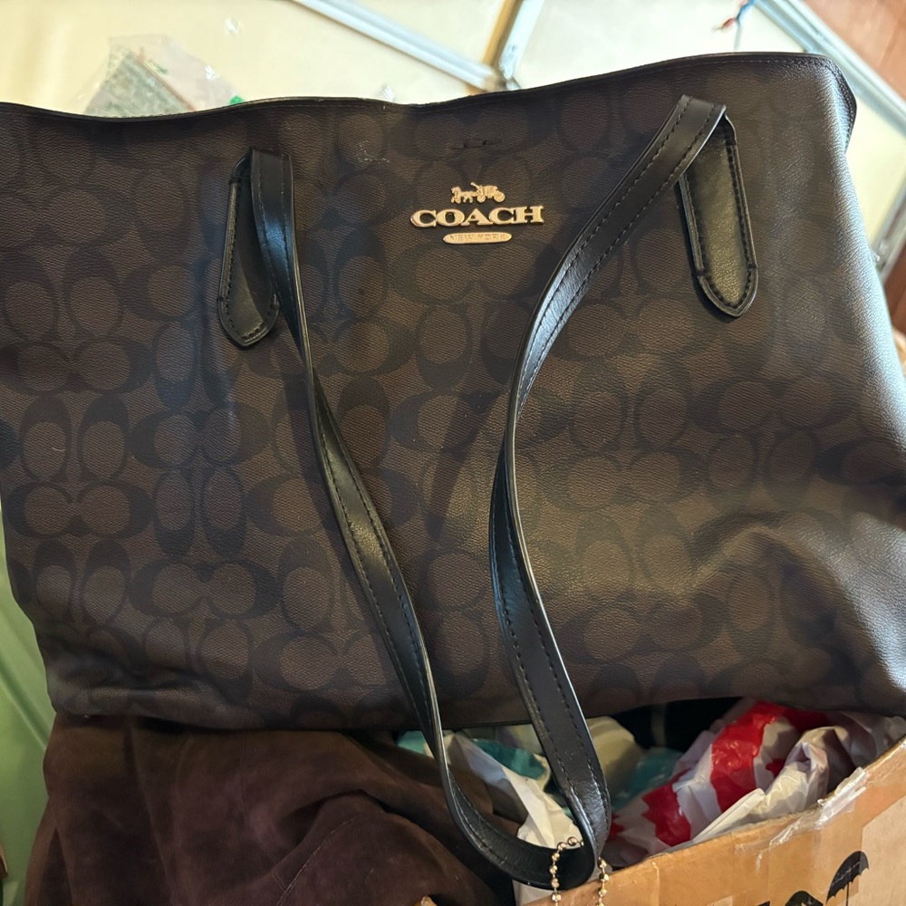 Coach Brown and Black Signature Tote BIG